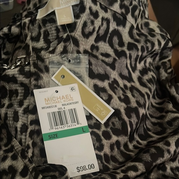 Michael Kors Black and White Asymmetrical Tie Front Blouse - Picture 2 of 3